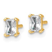 14K Yellow Gold 0.50 Carat Certified Lab Grown Diamond VS+ F+ Radiant Complete Four Prong Stud Earrings view 2