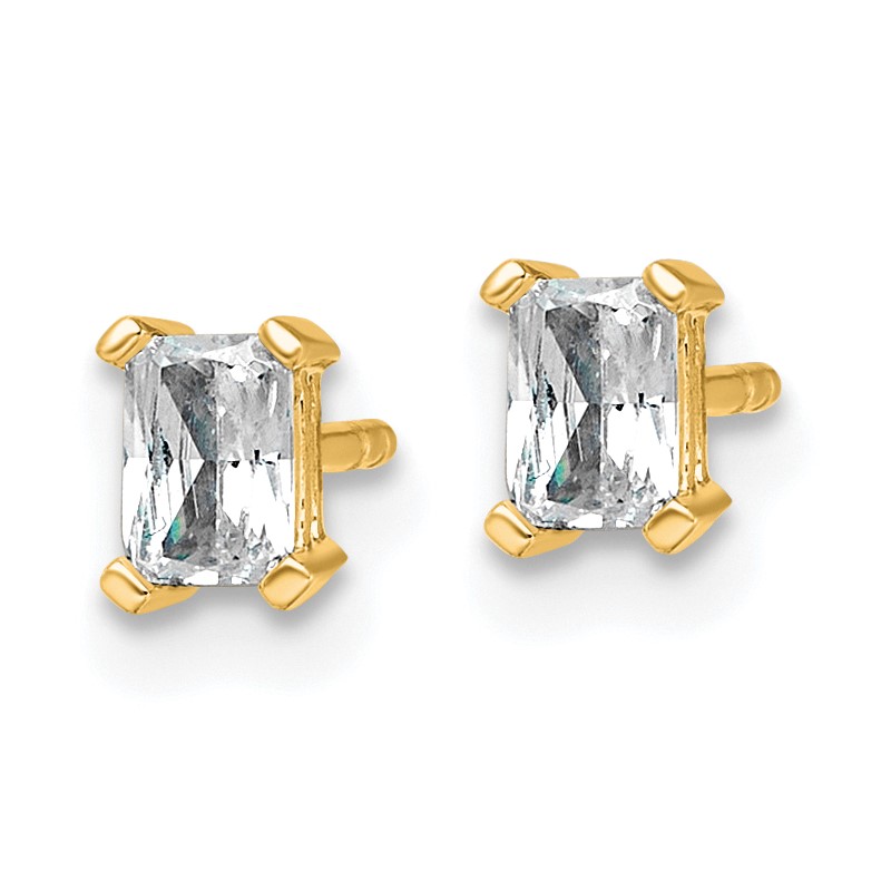 14k Yellow Gold 1/2 ctw Lab Grown Diamond VS/SI+ G+ Radiant 4 Prong Heavy Wt. Stud Earrings