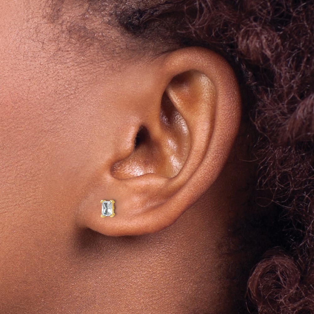 14k 1/2 carat Lab Grown Diamond VS+ F+ Radiant Complete Four Prong Stud Earrings (EM8796-050-LD)