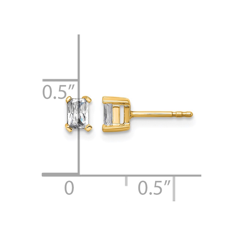14k 1/2 carat Lab Grown Diamond VS+ F+ Radiant Complete Four Prong Stud Earrings (EM8796-050-LD)