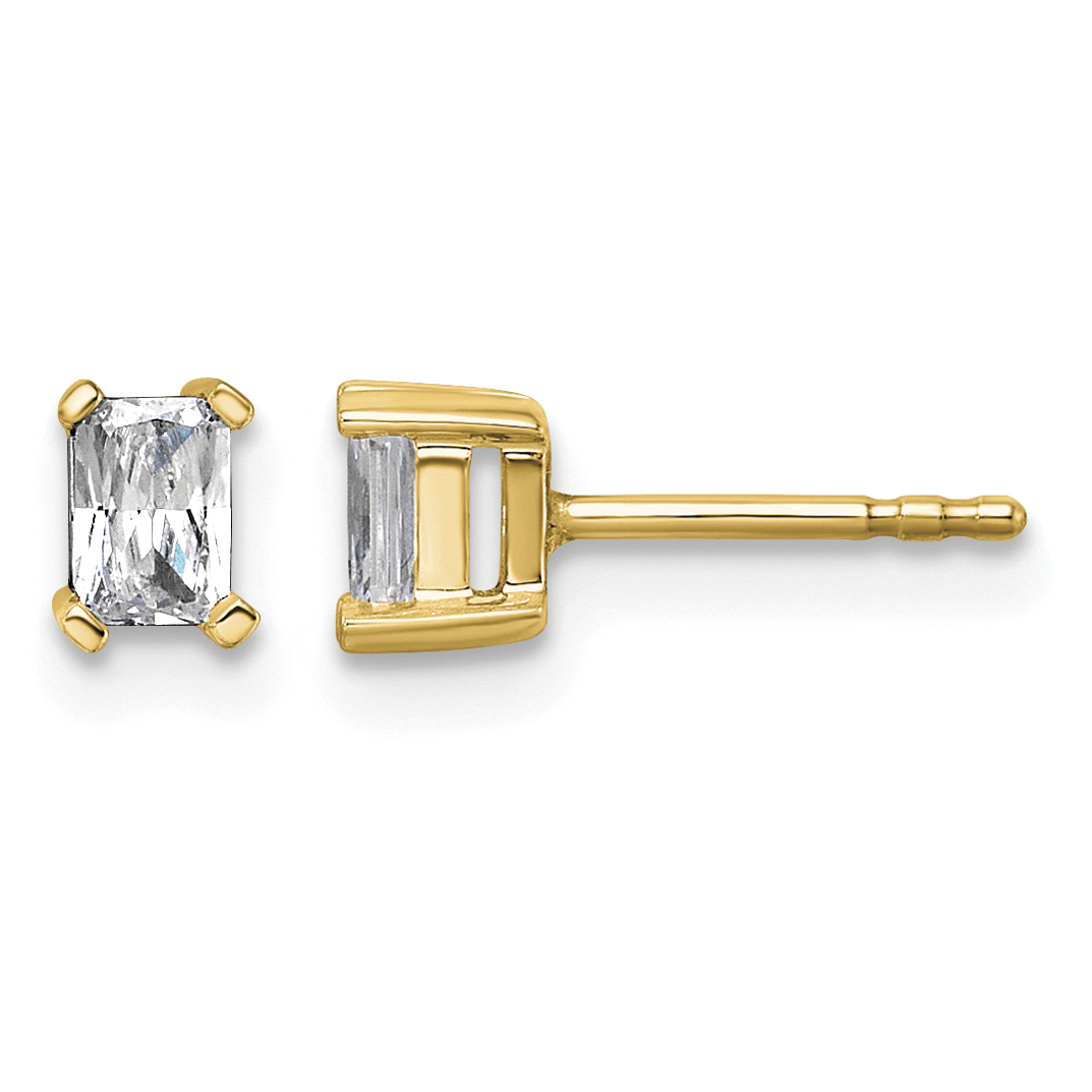 14k 1/2 carat Lab Grown Diamond VS+ F+ Radiant Complete Four Prong Stud Earrings (EM8796-050-LD)