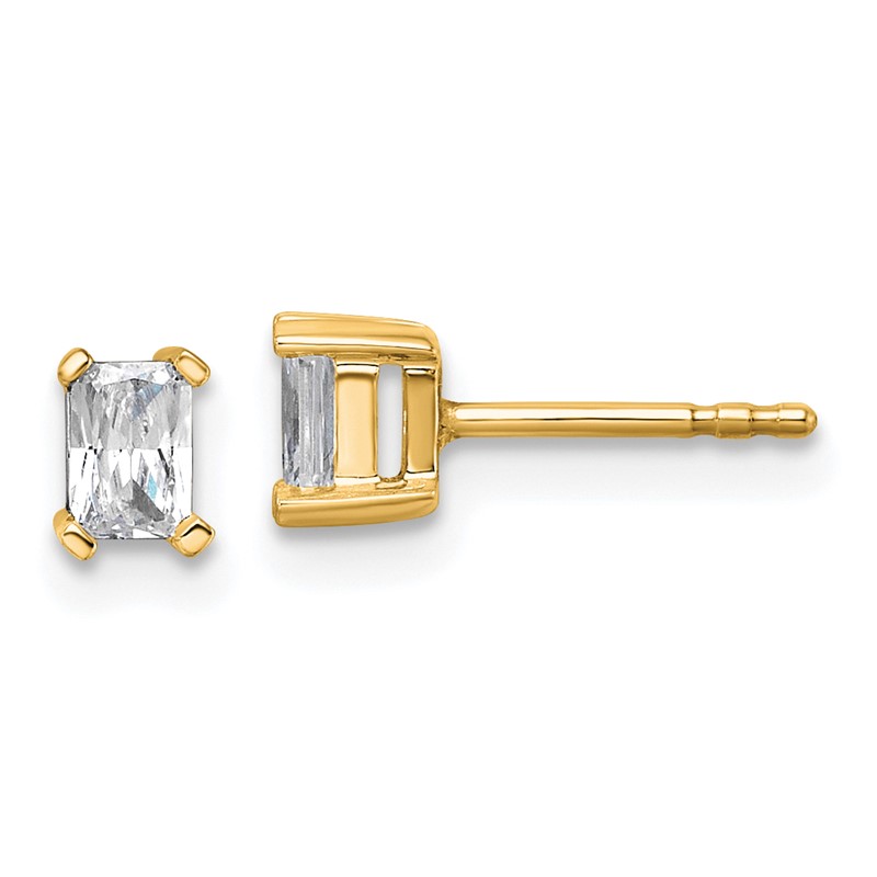 14k Yellow Gold 1/2 ctw Lab Grown Diamond VS/SI+ G+ Radiant 4 Prong Heavy Wt. Stud Earrings