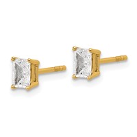 14K Yellow Gold 0.62 Carat Lab Grown Diamond VS SI+ G+ Radiant Complete Four Prong Stud Earrings view 2