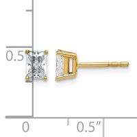14K Yellow Gold 0.62 Carat Lab Grown Diamond VS SI+ G+ Radiant Complete Four Prong Stud Earrings view 3