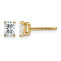 14K Yellow Gold 0.62 Carat Lab Grown Diamond VS SI+ G+ Radiant Complete Four Prong Stud Earrings view 1