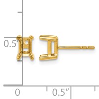 14K Yellow Gold 4.8x 3.95mm Radiant Earring Mountings view 3