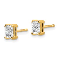 14K Yellow Gold 0.75 Carat Lab Grown Diamond VS SI+ G+ Radiant Complete Four Prong Stud Earrings view 2