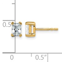 14K Yellow Gold 0.75 Carat Lab Grown Diamond VS SI+ G+ Radiant Complete Four Prong Stud Earrings view 3