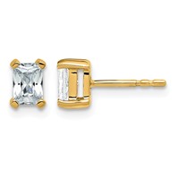 14K Yellow Gold 0.75 Carat Lab Grown Diamond VS SI+ G+ Radiant Complete Four Prong Stud Earrings view 1