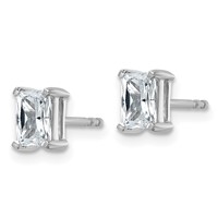 14K White Gold 1 Carat Certified Lab Grown Diamond VS SI+ G+ Radiant Complete Four Prong Stud Earrings view 2