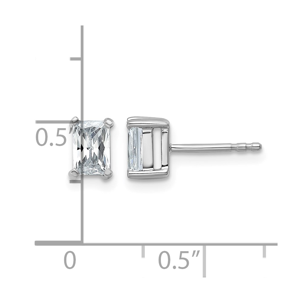 14k White Gold 1 carat Lab Grown Diamond VS/SI+ G+ Radiant Complete Four Prong Stud Earrings (EM8796-100-WLG)