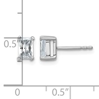 14K White Gold 1 Carat Certified Lab Grown Diamond VS SI+ G+ Radiant Complete Four Prong Stud Earrings view 4