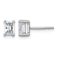 14K White Gold 1 Carat Certified Lab Grown Diamond VS SI+ G+ Radiant Complete Four Prong Stud Earrings view 1