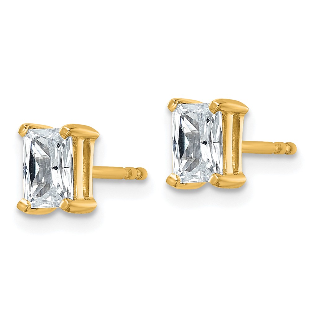 14k 1 carat Lab Grown Diamond VS+ F+ Radiant Complete Four Prong Stud Earrings (EM8796-100-LD)