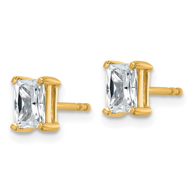 14k Yellow Gold 1 ctw Lab Grown Diamond VS+ F+ Radiant 4 Prong Heavy Wt. Stud Earrings