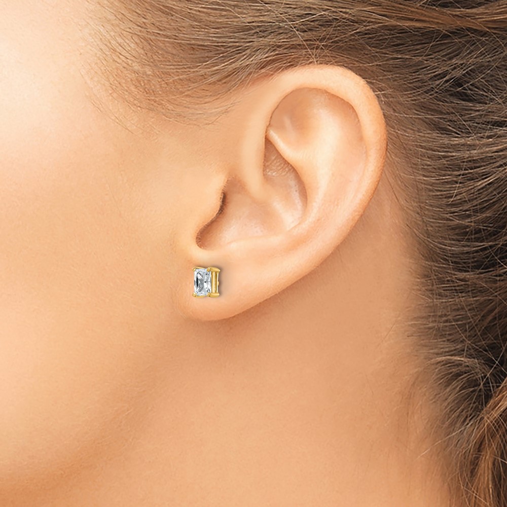 14k 1 carat Lab Grown Diamond VS+ F+ Radiant Complete Four Prong Stud Earrings (EM8796-100-LD)