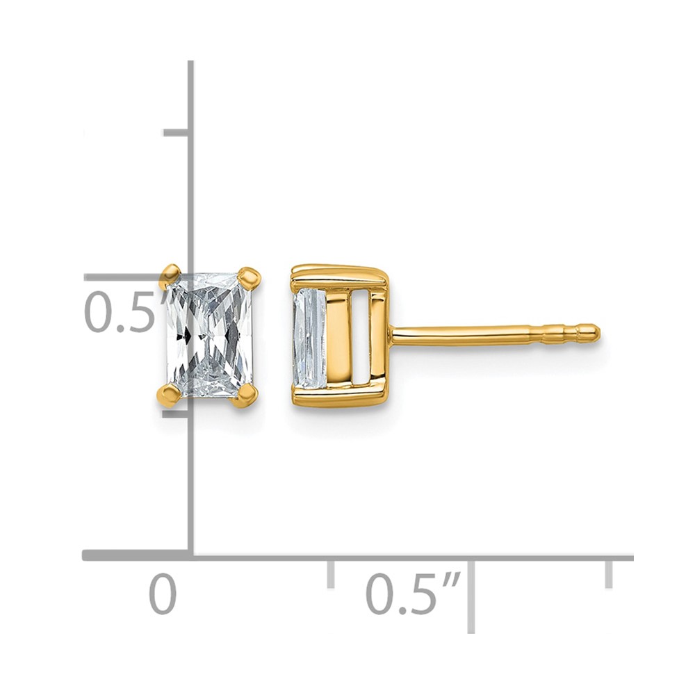14k 1 carat Lab Grown Diamond VS+ F+ Radiant Complete Four Prong Stud Earrings (EM8796-100-LD)