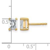 14K Yellow Gold 1 Carat Certified Lab Grown Diamond VS+ F+ Radiant Complete Four Prong Stud Earrings view 4