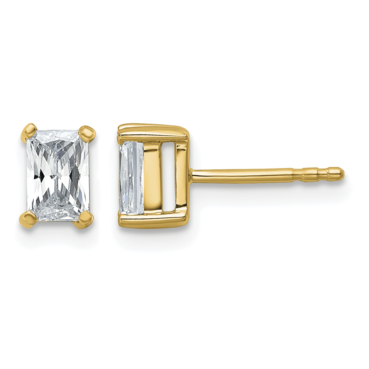 14k 1 carat Lab Grown Diamond VS+ F+ Radiant Complete Four Prong Stud Earrings (EM8796-100-LD)