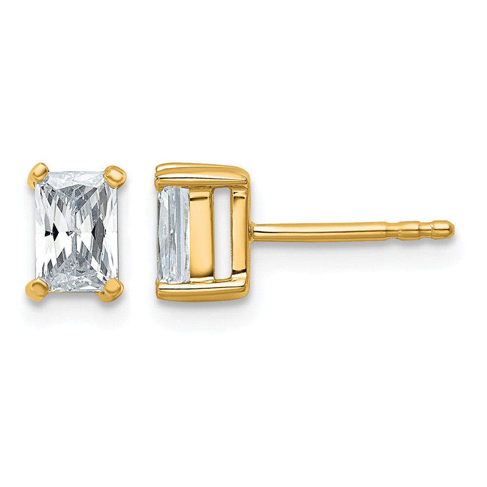 14k 1 carat Lab Grown Diamond VS+ F+ Radiant Complete Four Prong Stud Earrings (EM8796-100-LD)