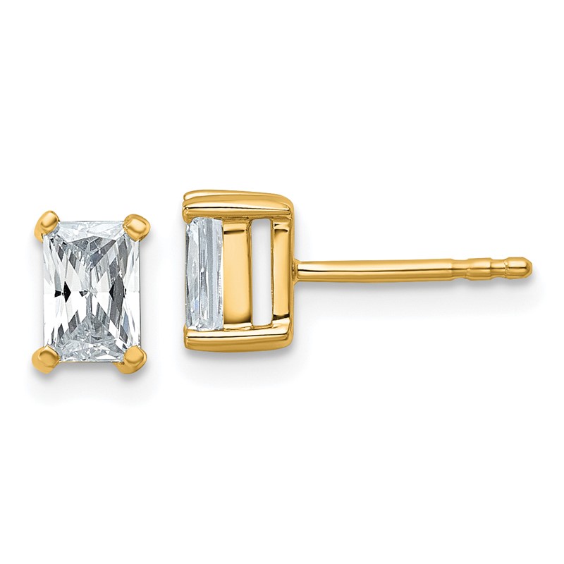 14k Yellow Gold 1 ctw Lab Grown Diamond VS+ F+ Radiant 4 Prong Heavy Wt. Stud Earrings