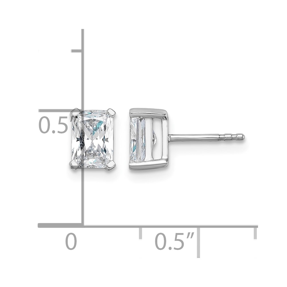14k White Gold 1 1/2 carat Lab Grown Diamond VS/SI+ G+ Radiant Complete Four Prong Stud Earrings (EM8796-150-WLG)
