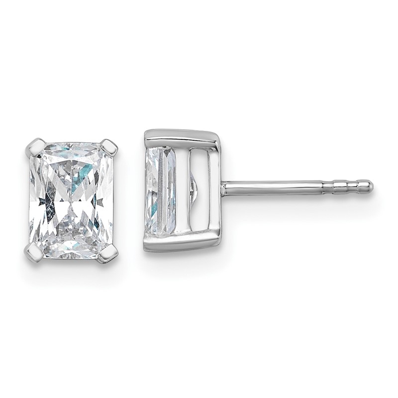 14k White Gold 1 1/2 ctw Lab Grown Diamond VS+ F+ Radiant 4 Prong Heavy Wt. Stud Earrings