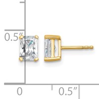 14K Yellow Gold 1.50 Carat Certified Lab Grown Diamond VS SI+ G+ Radiant Complete Four Prong Stud Earrings view 4