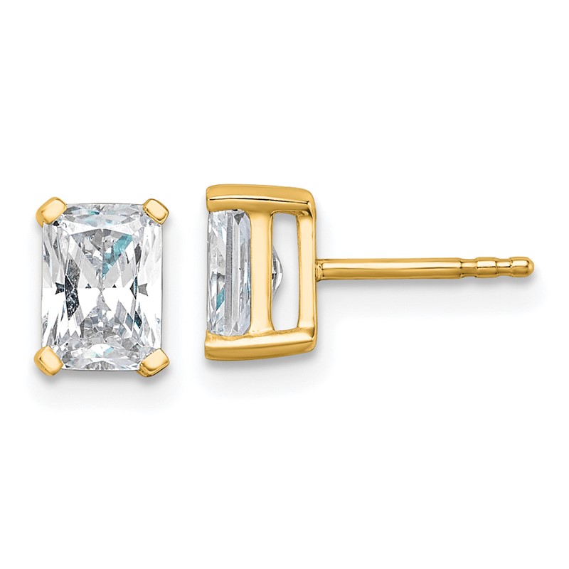 14k Yellow Gold 1 1/2 ctw Lab Grown Diamond VS/SI+ G+ Radiant 4 Prong Heavy Wt. Stud Earrings