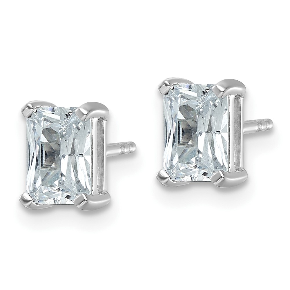 14k White Gold 2 carat Certified Lab Grown Diamond VS/SI+ G+ Radiant Complete Four Prong Stud Earrings (EM8796-200C-WLG)