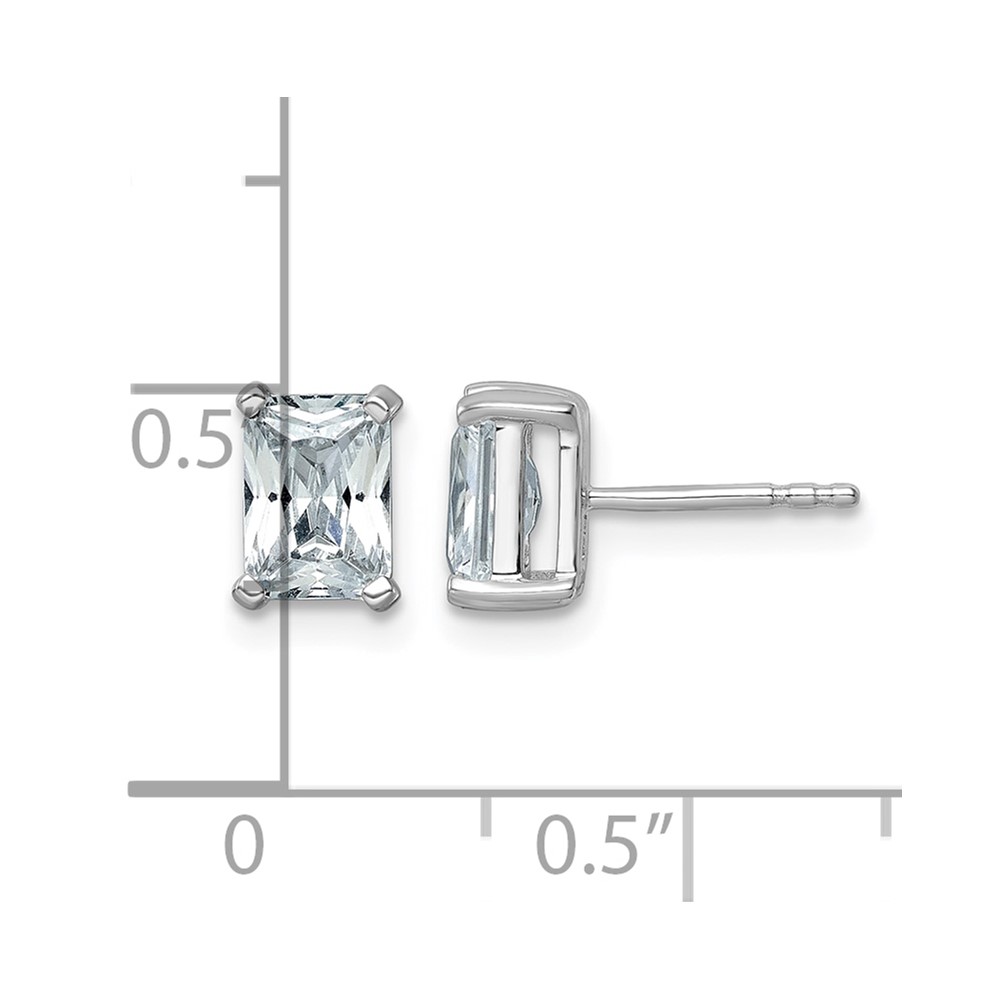 14k White Gold 2 carat Certified Lab Grown Diamond VS/SI+ G+ Radiant Complete Four Prong Stud Earrings (EM8796-200C-WLG)