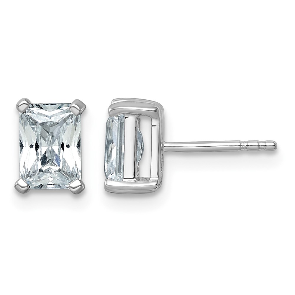 14k White Gold 2 carat Certified Lab Grown Diamond VS/SI+ G+ Radiant Complete Four Prong Stud Earrings (EM8796-200C-WLG)