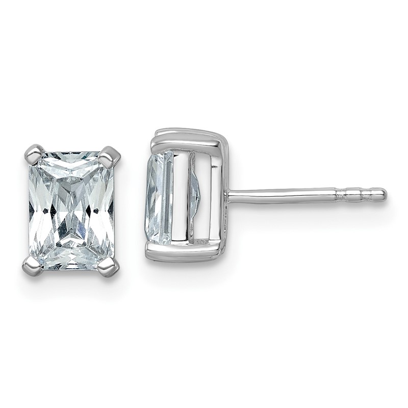14k White Gold 2 ctw Lab Grown Diamond VS/SI+ G+ Radiant 4 Prong Heavy Wt. Stud Earrings