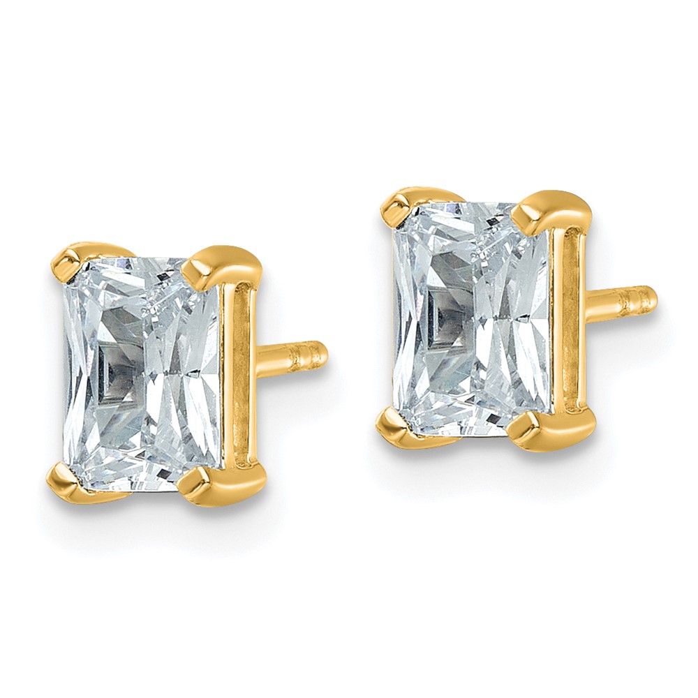 14k 2 carat Lab Grown Diamond VS+ F+ Radiant Complete Four Prong Stud Earrings (EM8796-200-LD)