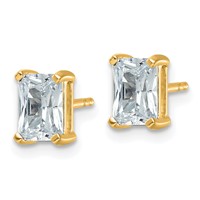 14K Yellow Gold 2 Carat Lab Grown Diamond VS+ F+ Radiant Complete Four Prong Stud Earrings view 2