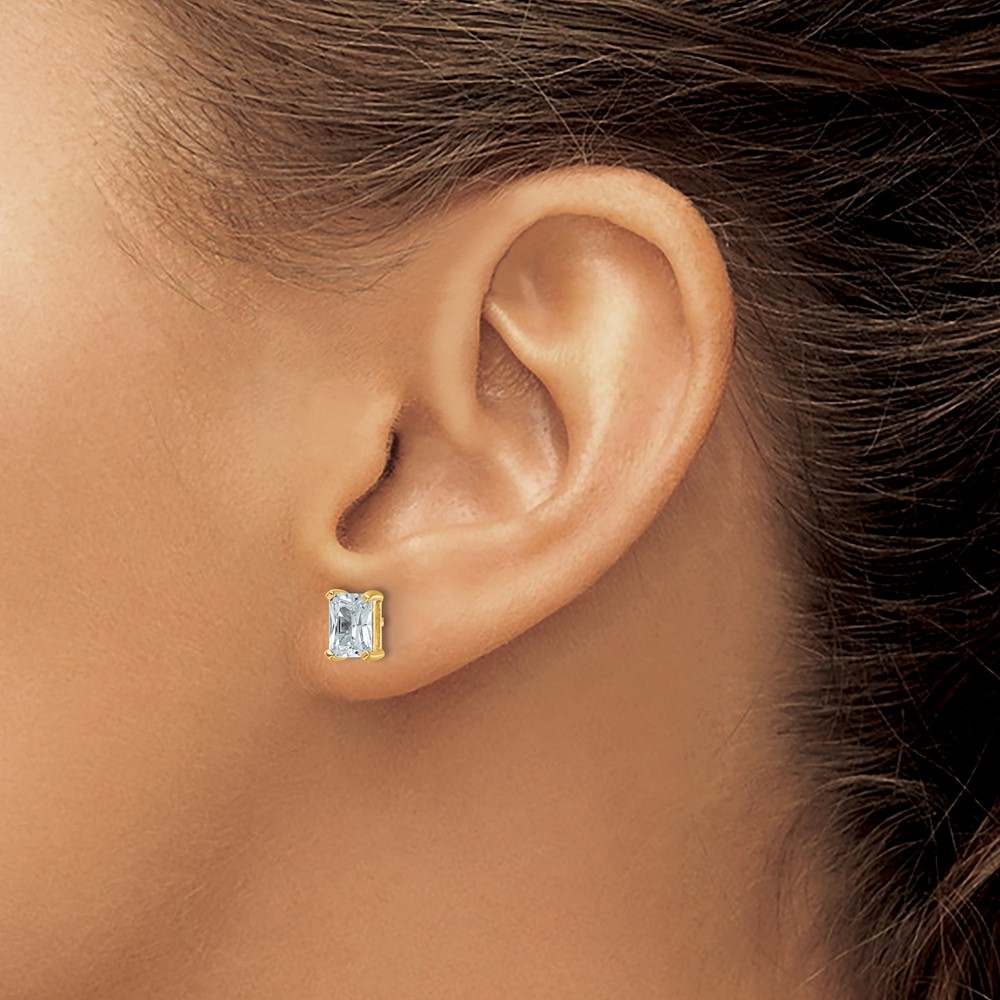 14k 2 carat Lab Grown Diamond VS+ F+ Radiant Complete Four Prong Stud Earrings (EM8796-200-LD)