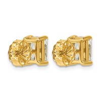 14K Yellow Gold 2 Carat Lab Grown Diamond VS+ F+ Radiant Complete Four Prong Stud Earrings view 4