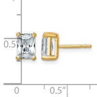 14K Yellow Gold 2 Carat Lab Grown Diamond VS+ F+ Radiant Complete Four Prong Stud Earrings view 5
