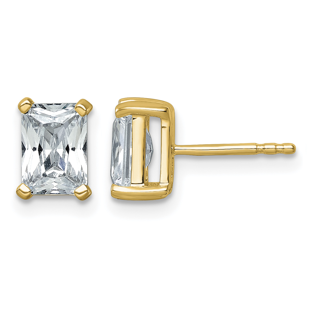 14k 2 carat Lab Grown Diamond VS+ F+ Radiant Complete Four Prong Stud Earrings (EM8796-200-LD)
