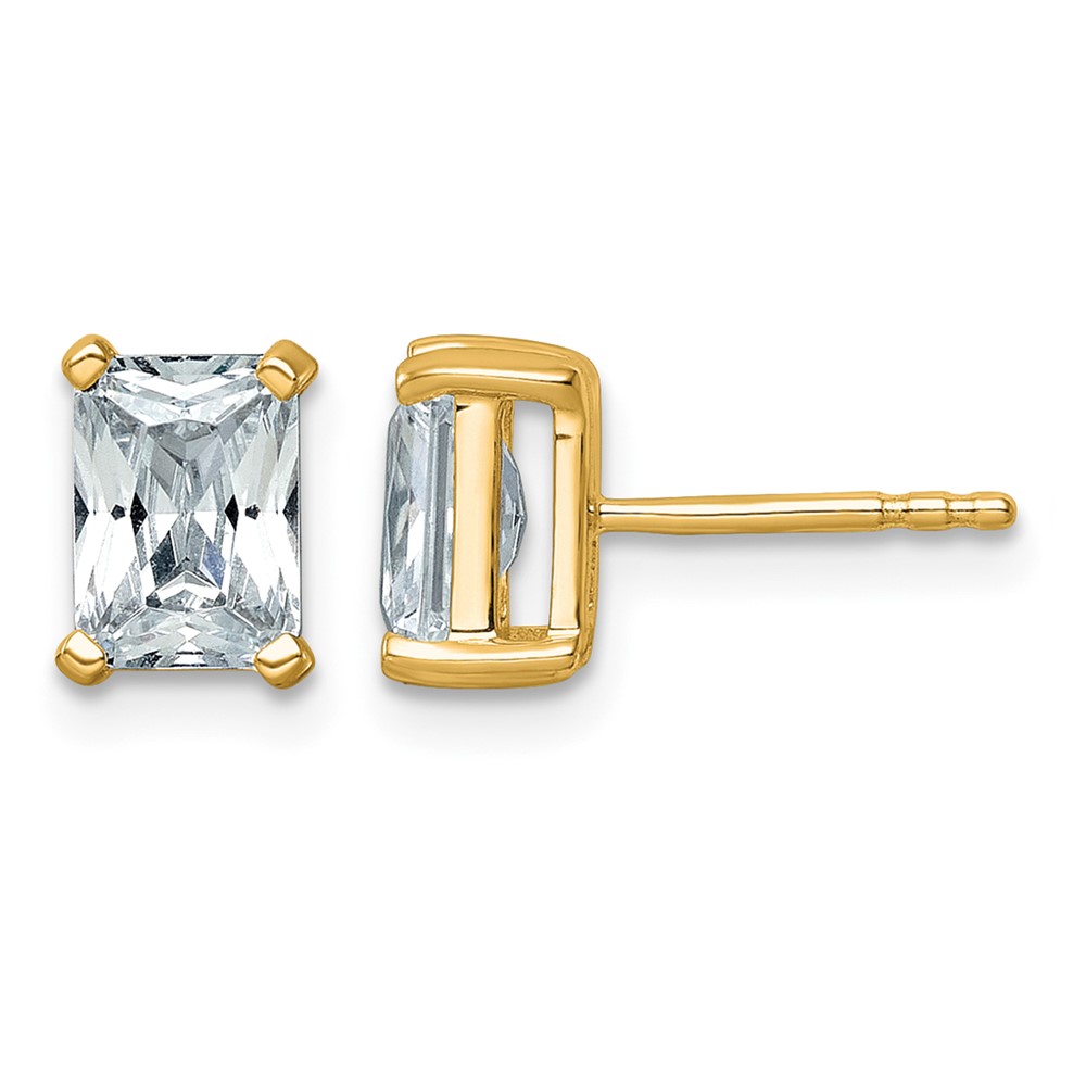 14k 2 carat Lab Grown Diamond VS+ F+ Radiant Complete Four Prong Stud Earrings (EM8796-200-LD)