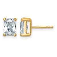 14K Yellow Gold 2 Carat Lab Grown Diamond VS+ F+ Radiant Complete Four Prong Stud Earrings view 1