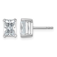 14K White Gold 3 Carat Lab Grown Diamond VS+ F+ Radiant Complete Four Prong Stud Earrings view 1