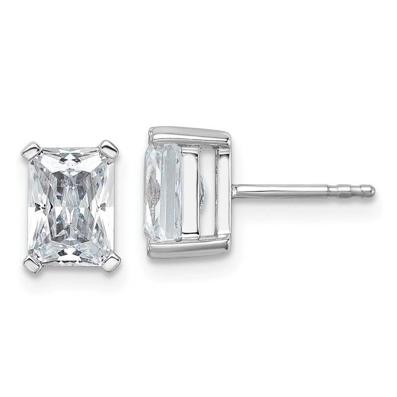 14k White Gold 3 ctw Certified Lab Grown Diamond VS/SI+ G+ Radiant 4 Prong Heavy Wt. Stud Earrings