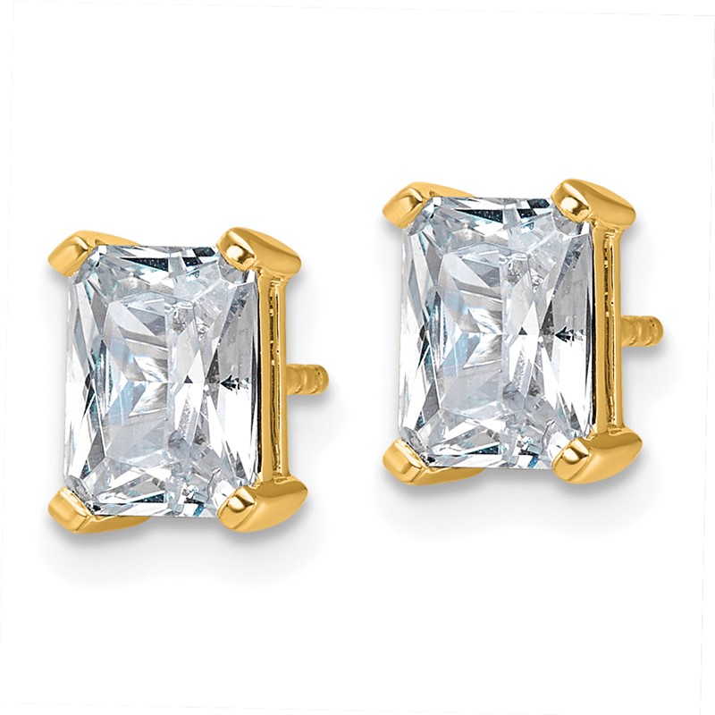 14k Yellow Gold 3 ctw Certified Lab Grown Diamond VS+ F+ Radiant 4 Prong Heavy Wt. Stud Earrings