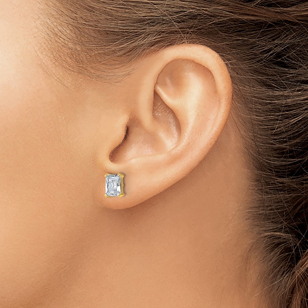 14k 3 carat Lab Grown Diamond VS/SI+ G+ Radiant Complete Four Prong Stud Earrings (EM8796-300-LG)