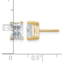 14K Yellow Gold 3 Carat Lab Grown Diamond VS+ F+ Radiant Complete Four Prong Stud Earrings view 4