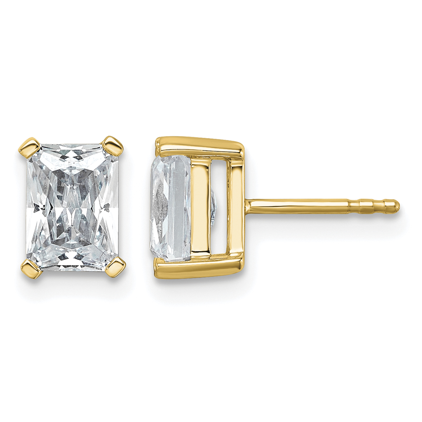 14k 3 carat Lab Grown Diamond VS/SI+ G+ Radiant Complete Four Prong Stud Earrings (EM8796-300-LG)