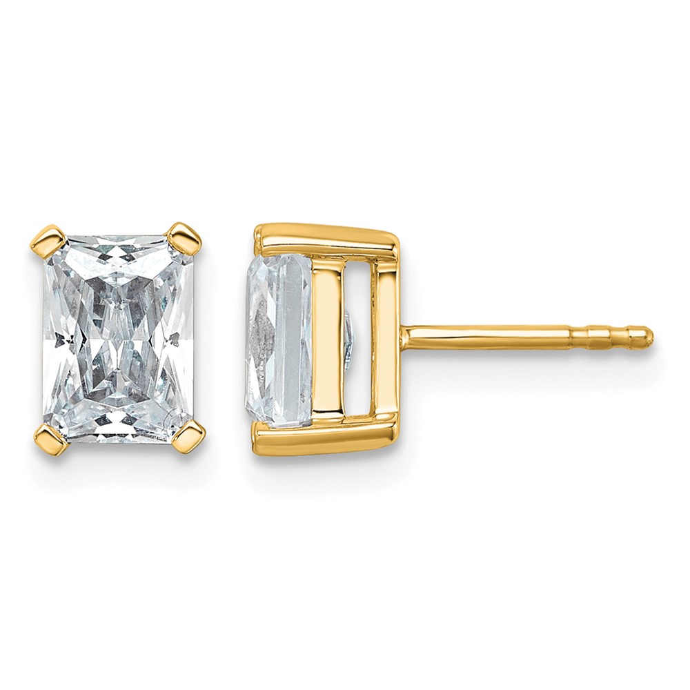 14k 3 carat Lab Grown Diamond VS/SI+ G+ Radiant Complete Four Prong Stud Earrings (EM8796-300-LG)