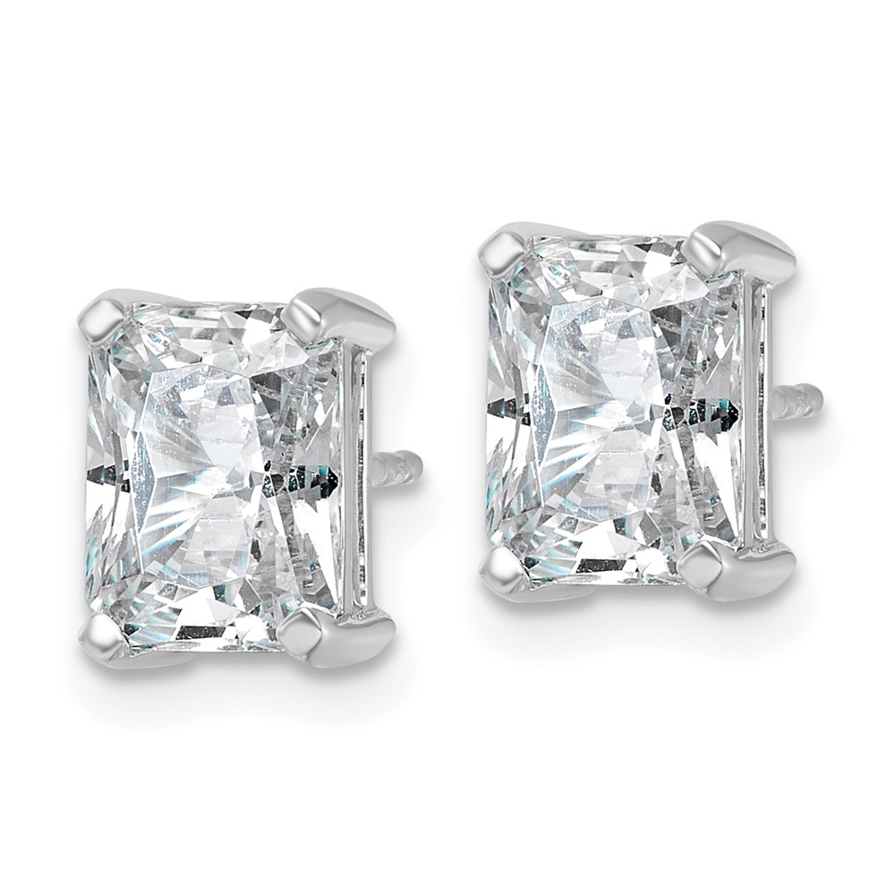 14k White Gold 4 carat Lab Grown Diamond VS+ F+ Radiant Complete Four Prong Stud Earrings (EM8796-400-WLD)