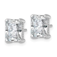 14K White Gold 4 Carat Certified Lab Grown Diamond VS SI+ G+ Radiant Complete Four Prong Stud Earrings view 2